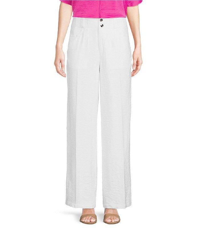 DKNY Crinkle Dressing Straight‑Leg Pants White Size14 NWT Modern Chic msrp$89