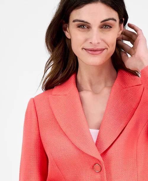 Tahari ASL Bouclé Cinched Button‑Front Jacket KJY Sunset 2 NWT $129