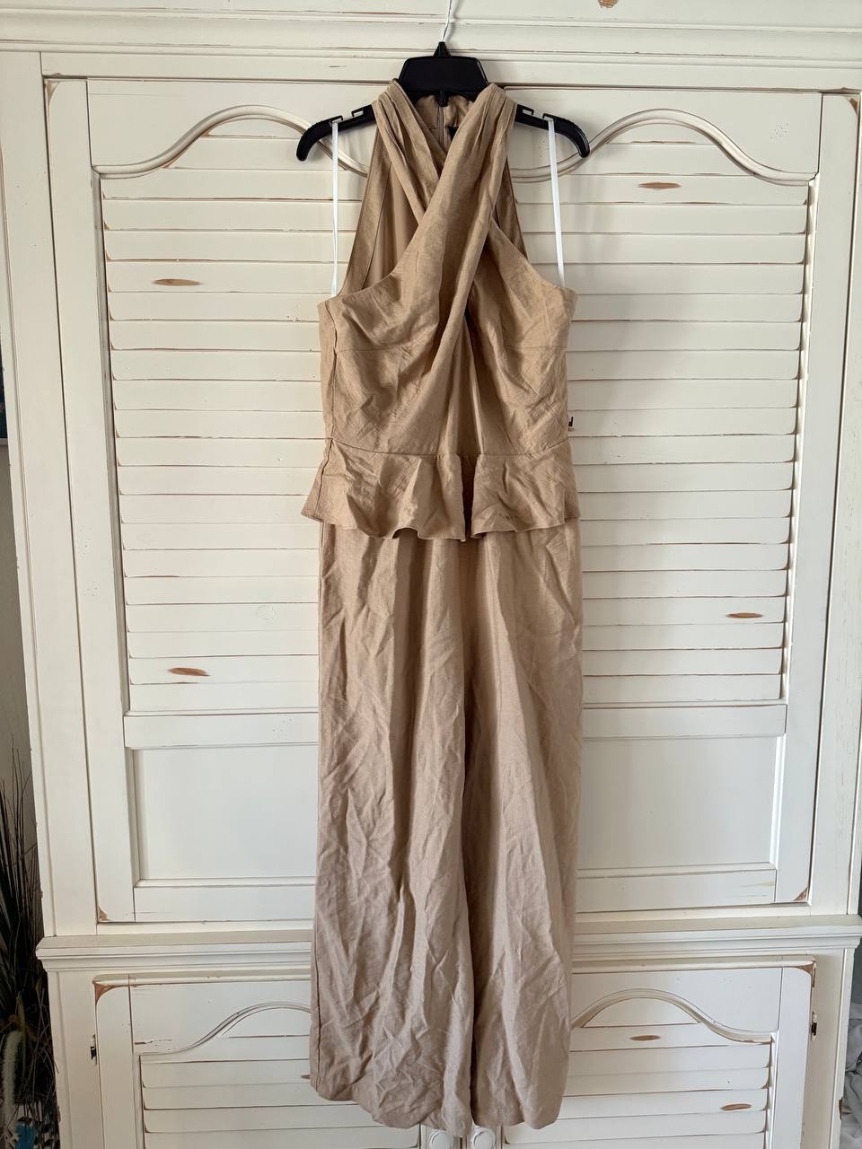 Tommy Hilfiger Peplum Halter Jumpsuit Size 4 Tannin NWT $129