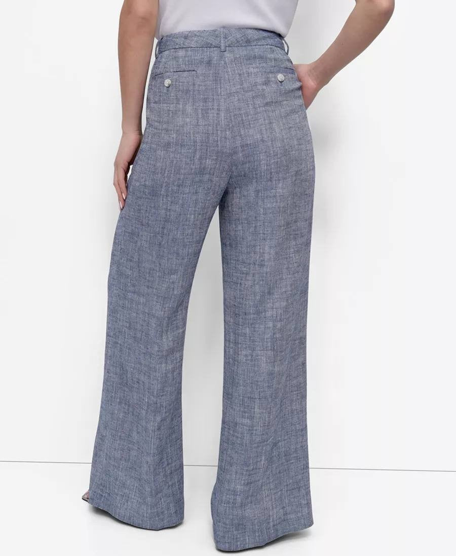 DKNY Petite High‑Rise Wide‑Leg Pants –Blue – Size 10P – NWT