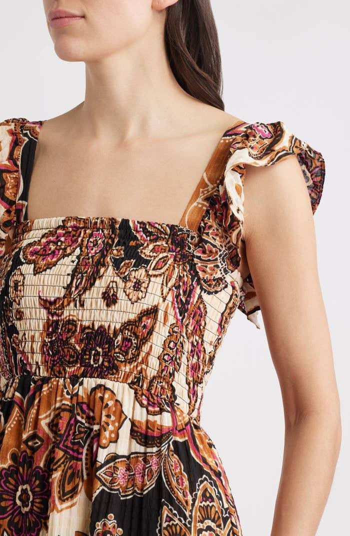 Vince Camuto Paisley Tiered Midi Sundress Multicolor L $108 NWT