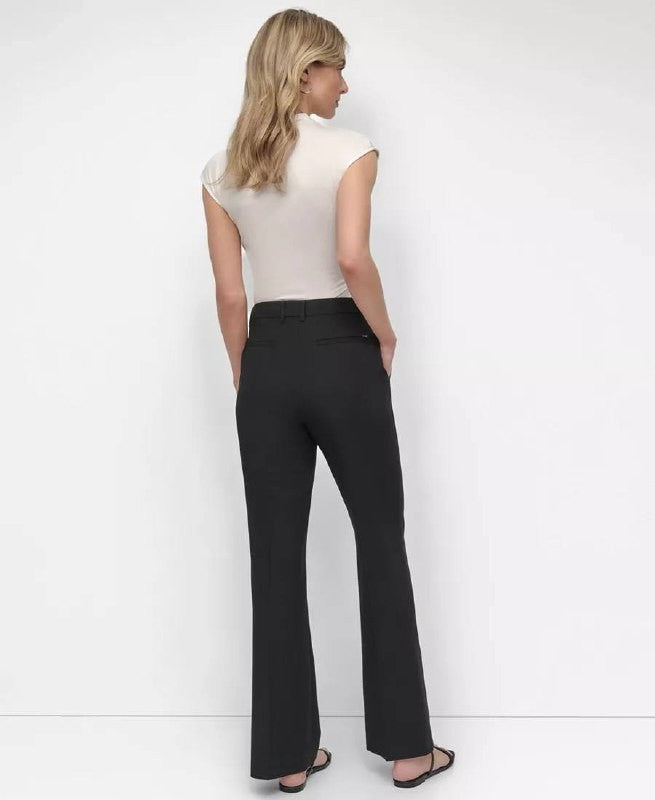 DKNY Pintuck Mid‑Rise Flare‑Leg Pants Black Size12 NWT msrp$99