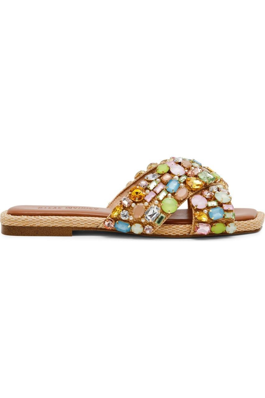 Steve Madden Slide Sandals Gold Multi 6 New $109.00
