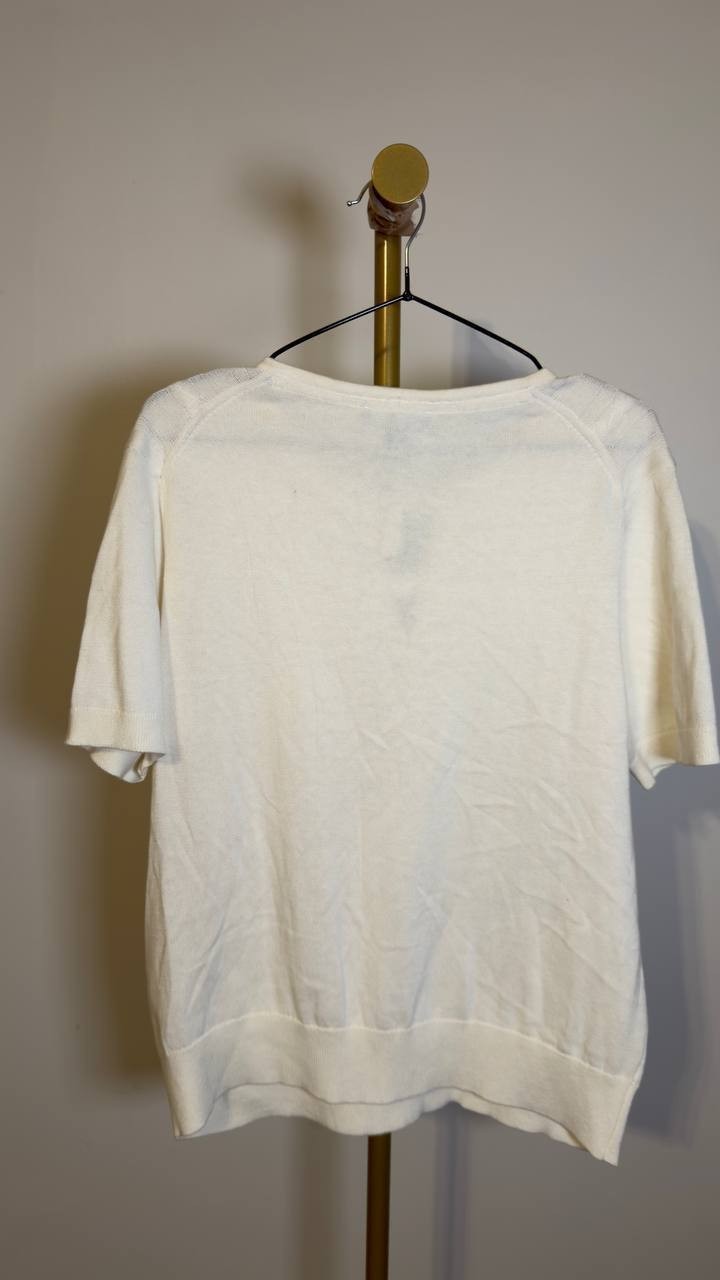 Nautica Jeans Bow Cable Knit Short Sleeve Sweater Sail White XL NWT $69.50