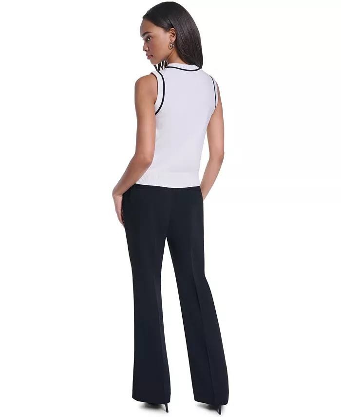 Karl Lagerfeld Paris Contrast Trim Sleeveless Sweater White XL NWT $69