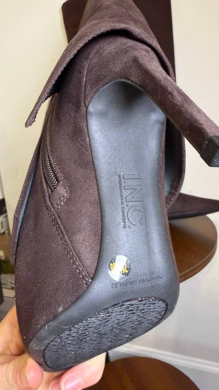 INC Intl Concepts Reach Truffle Faux Suede High Boots 8.5M NIB MSRP $129.90