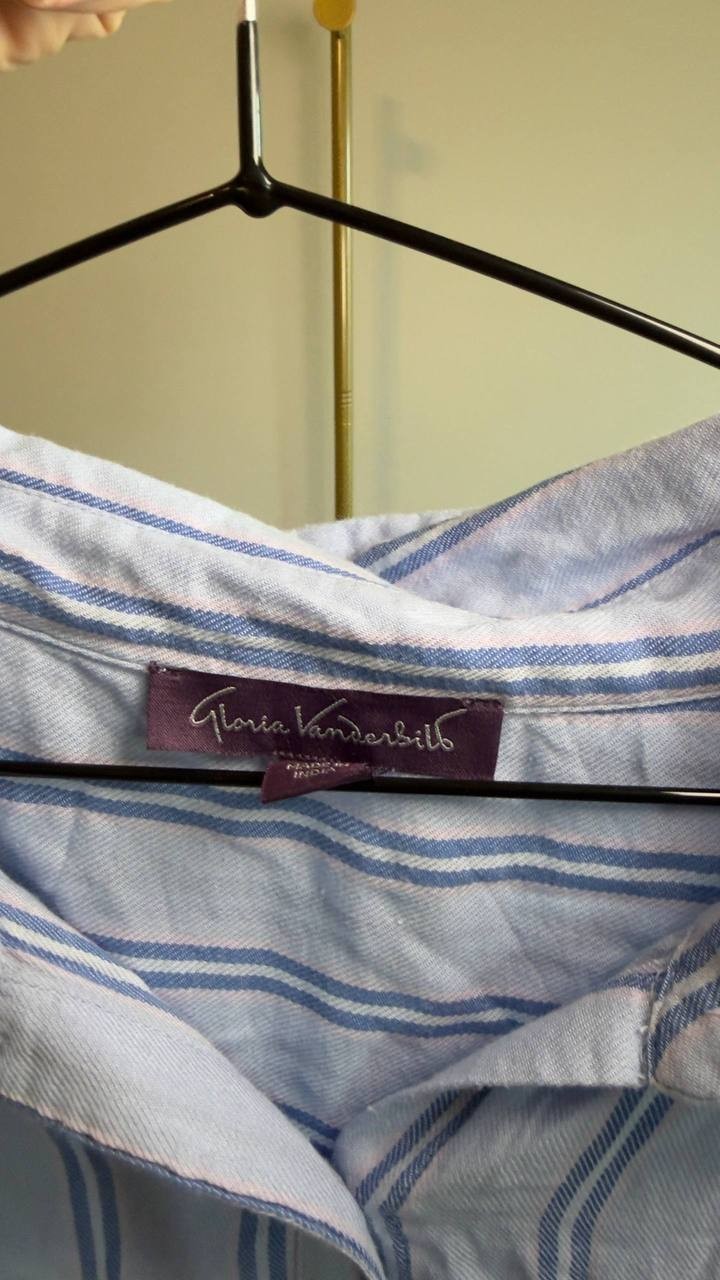 Gloria Vanderbilt Plus Size Short Sleeve Woven Shirt Blue 2X NWT $48