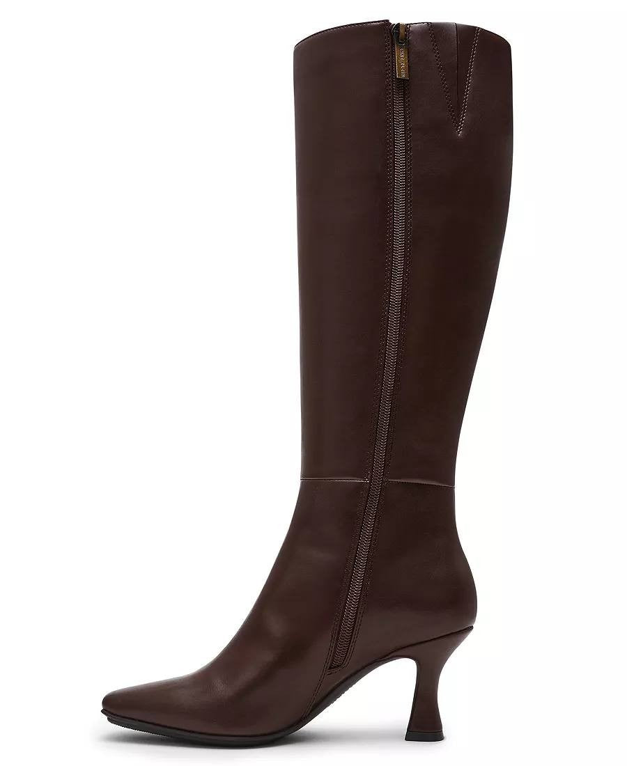 Anne Klein Perfektion Boots 6 Black Man‑Made Knee‑High Snip Toe NIB msrp$159