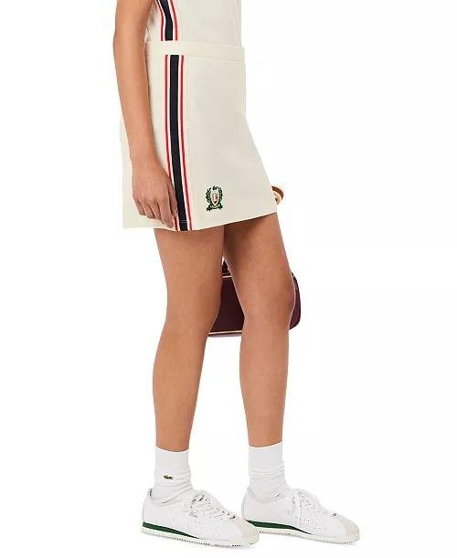 Lacoste Beige Striped Panel Mini Skirt – Size 42 – NWT