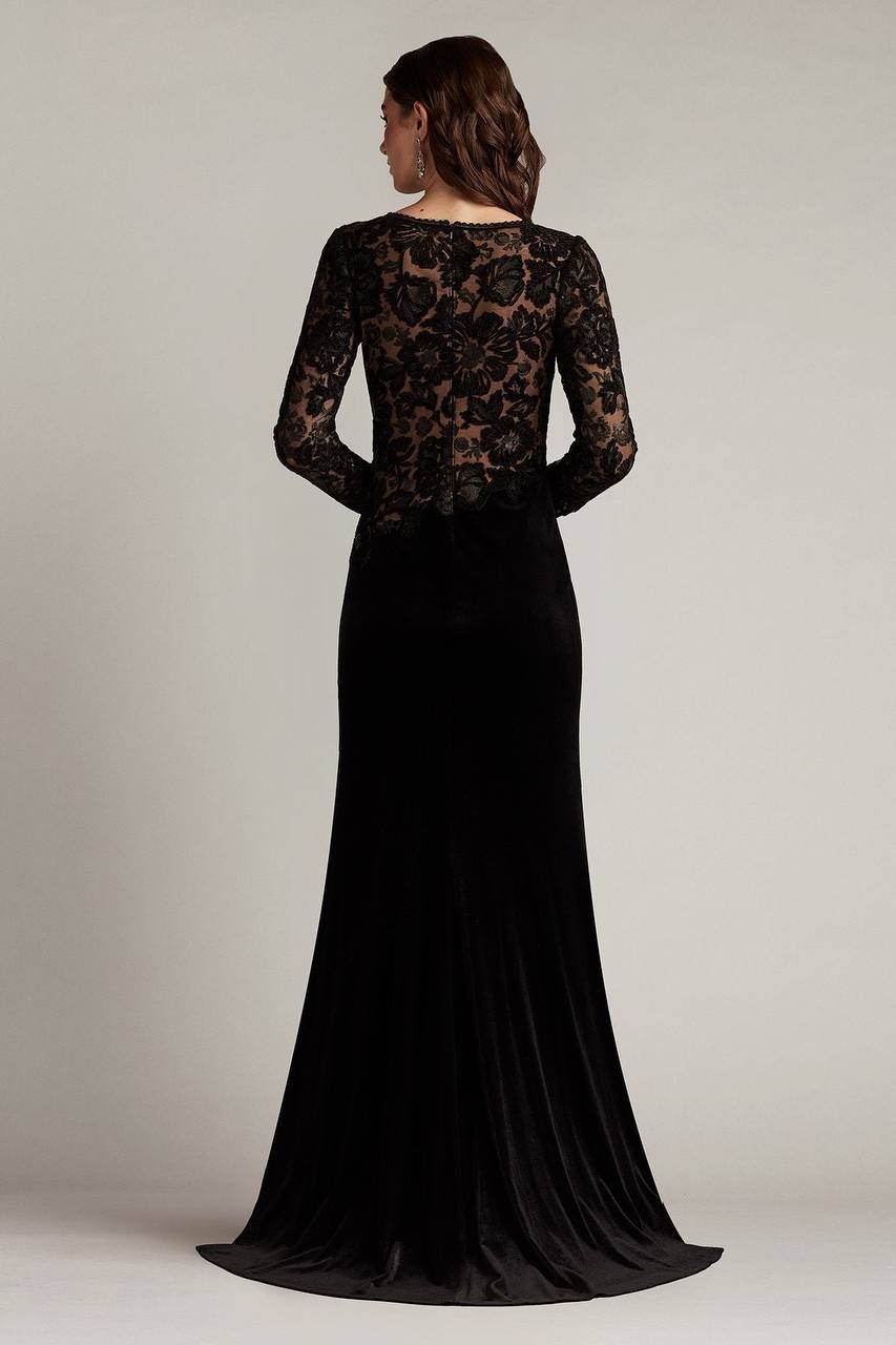 Tadashi Shoji Forena Embroidered Crepe Gown Black/Nude 14 NWT $478