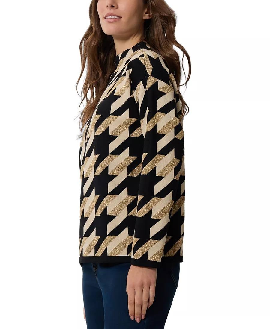 Jones New York Houndstooth Drop‑Shoulder Sweater – Size S – NWOT – $34