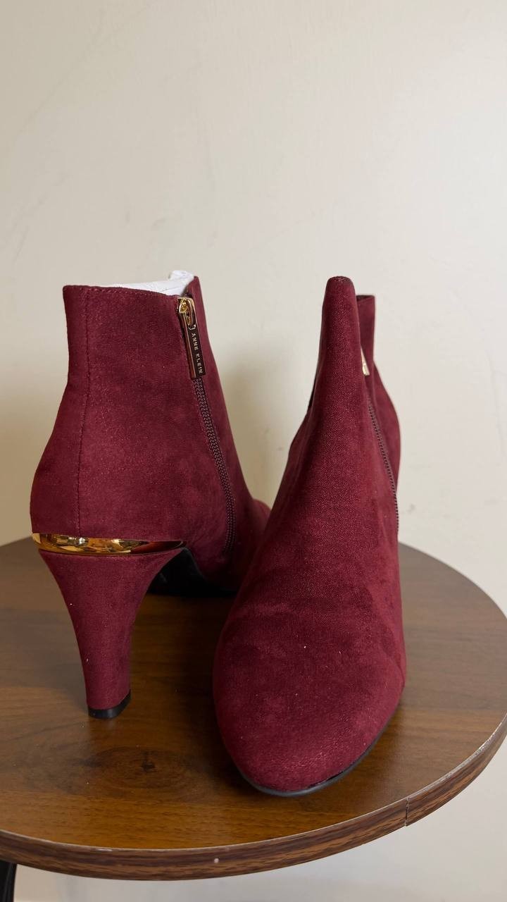 Anne Klein Annabelle Notch Ankle Dress Booties Burgundy 9M Heeled Booties NWB