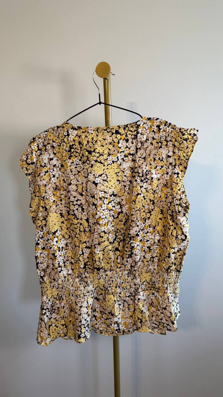 Tommy Hilfiger Women’s Floral Smocked‑Waist Ruffle‑Sleeve Top XL $69 NWT