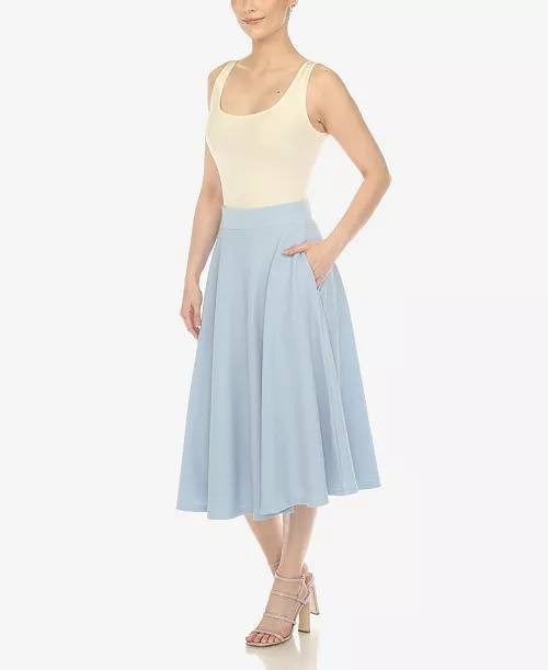 White Mark Flared Midi Skirt with Pockets Baby Blue M NWT $59