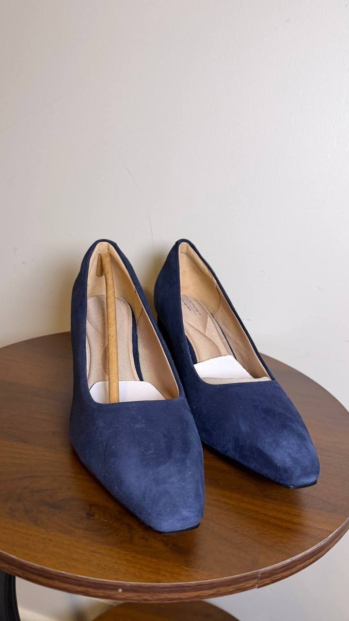 Rockport Dark Blue Suede Block Heel Pumps 6W NIB MSRP $130