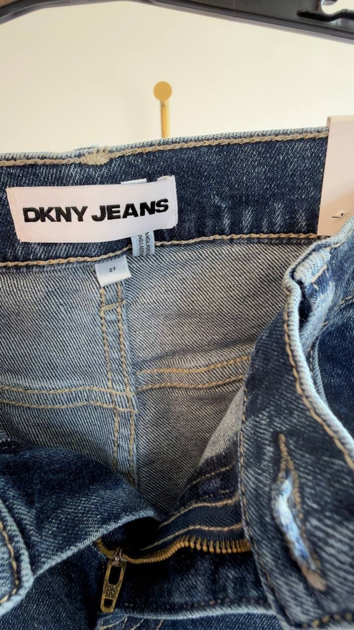 DKNY Jeans Side Studded High‑Rise Bootcut Jeans Cobble Hill 27 NWT $129