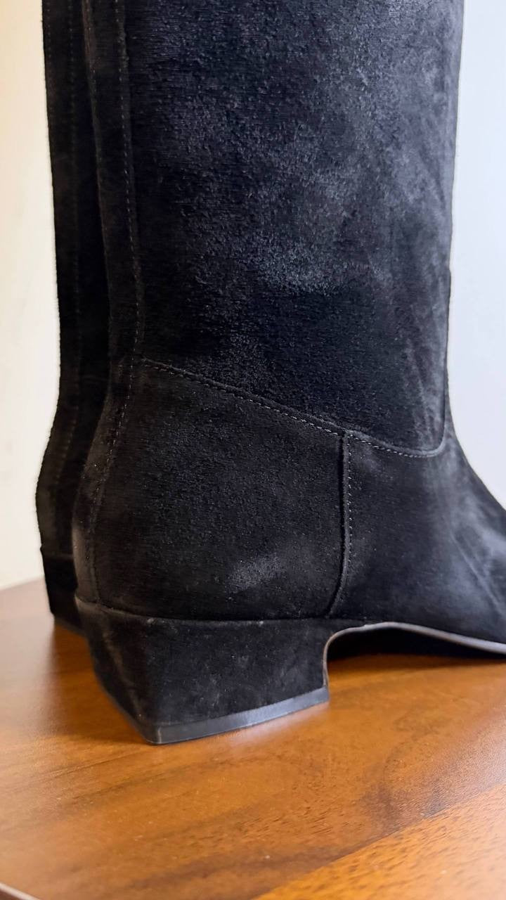 Steve Madden Dantelle Boots 11 Black Suede Knee‑High Square Toe NIB msrp$179