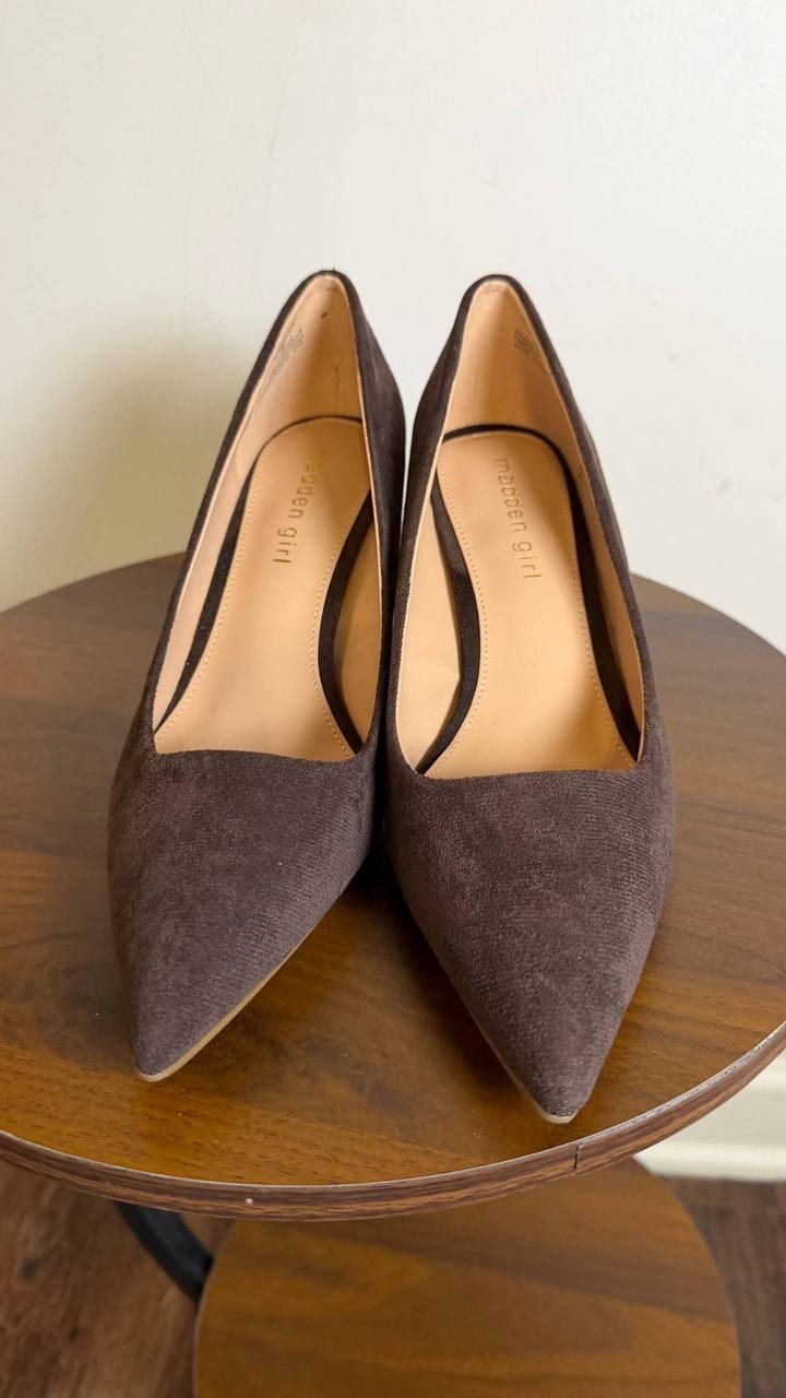 Madden Girl Dark Brown Fabric Pointed Toe Pumps 7.5 New in Box MSRP $59
