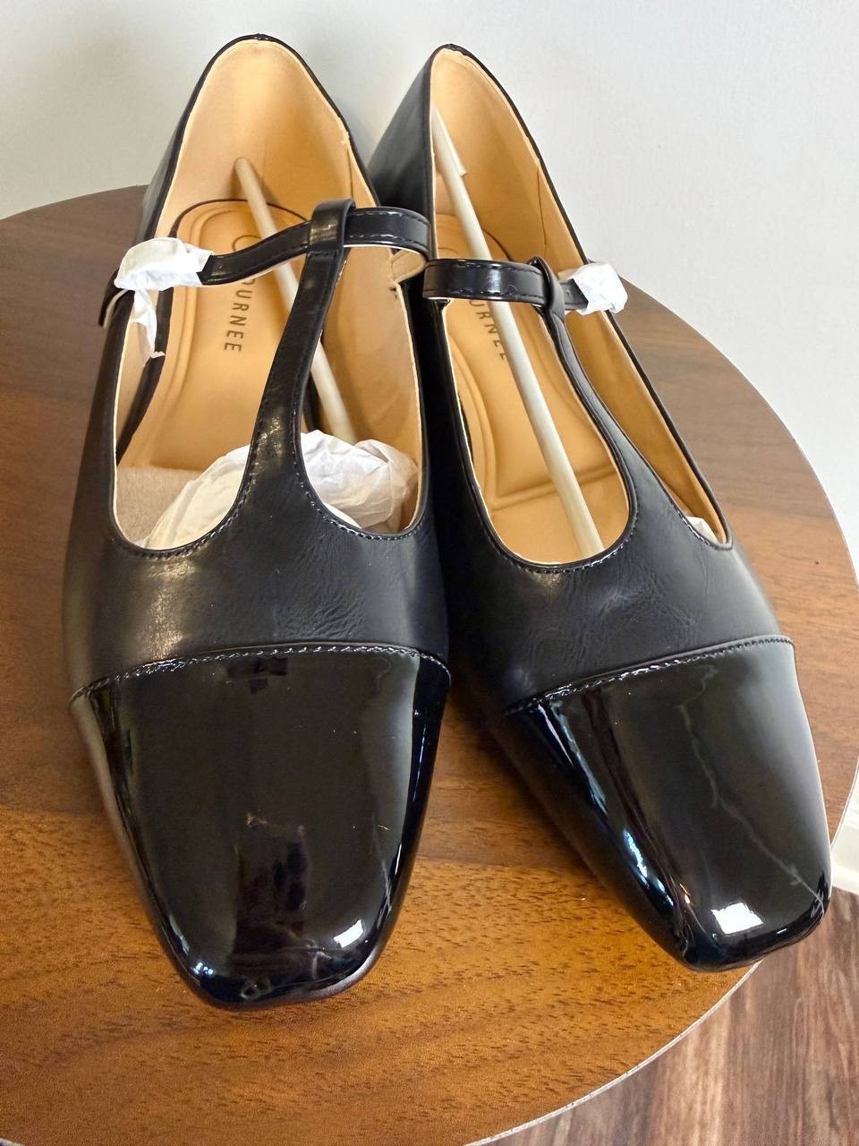 Journee Collection Thea T‑Strap Flats–Black–Size 11W–Faux Leather–New in Box
