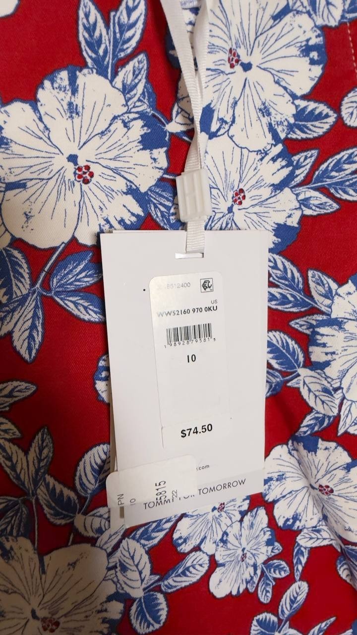 Tommy Hilfiger Twill Slim Chino Pants Blue/Red 10 NWT $74.50