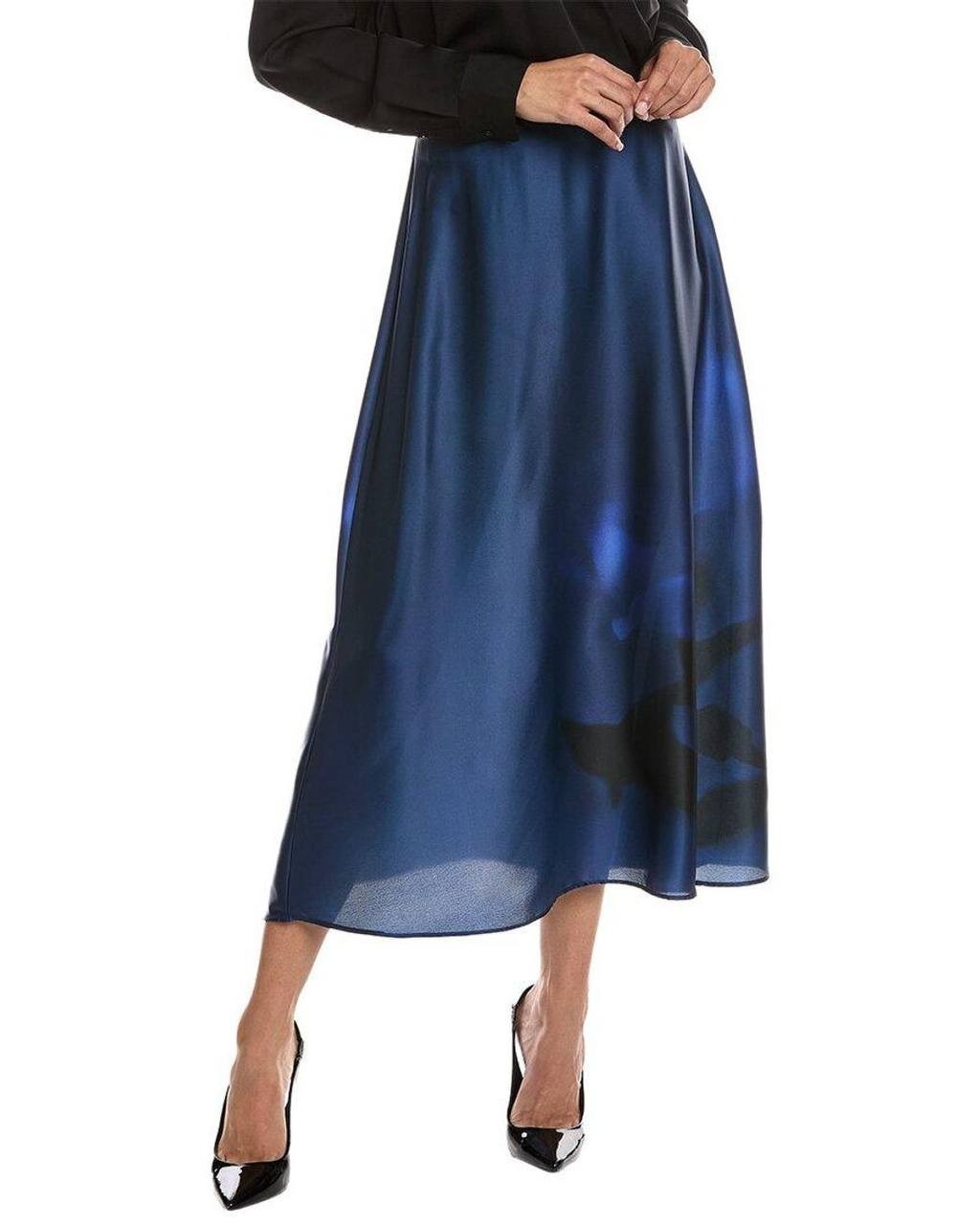Vince Camuto Placement Print Pull-On Midi Skirt Blue Multi SizeXL NWT$99 snags