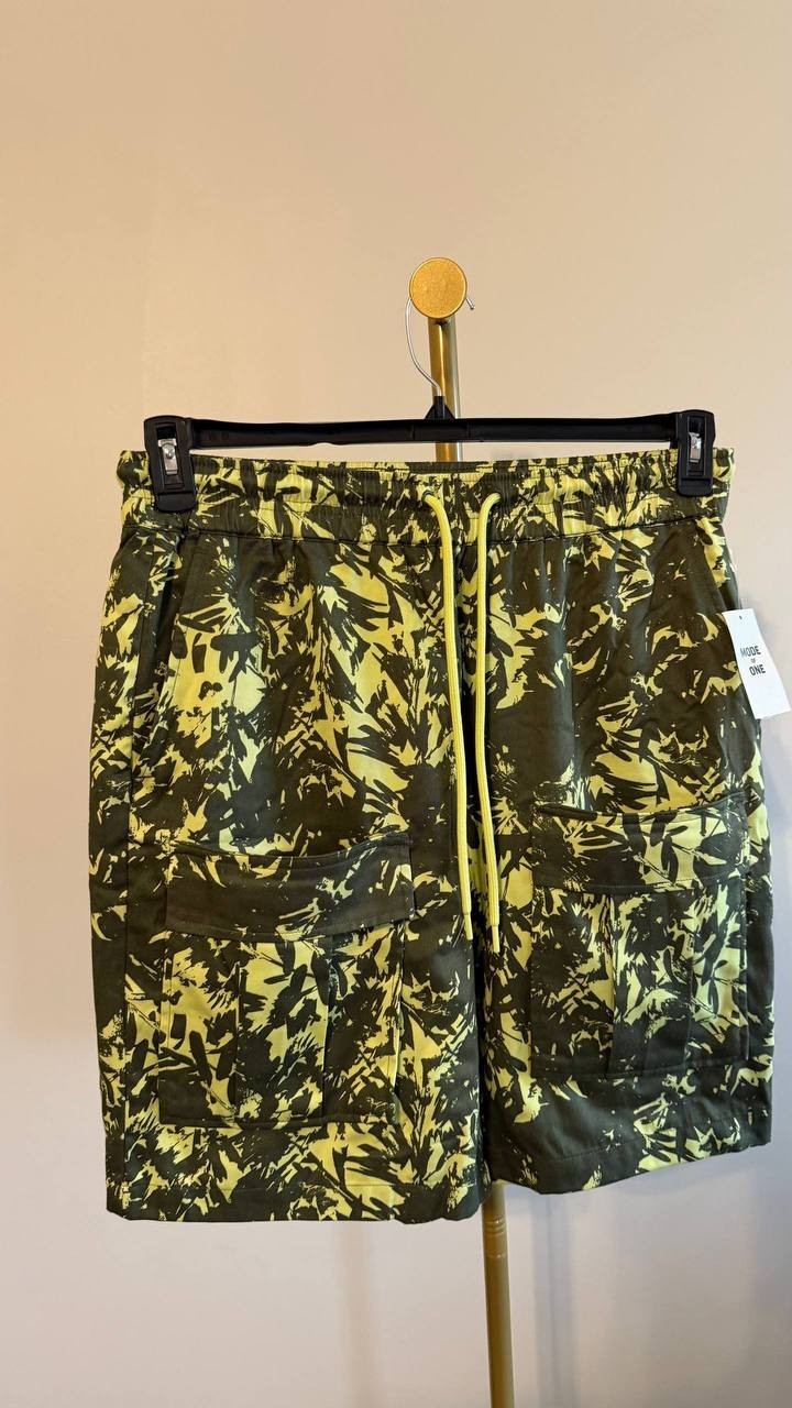 Mode of One Men’s Abstracted Floral Printed 9" Cargo Shorts Regular Fit L $59.50