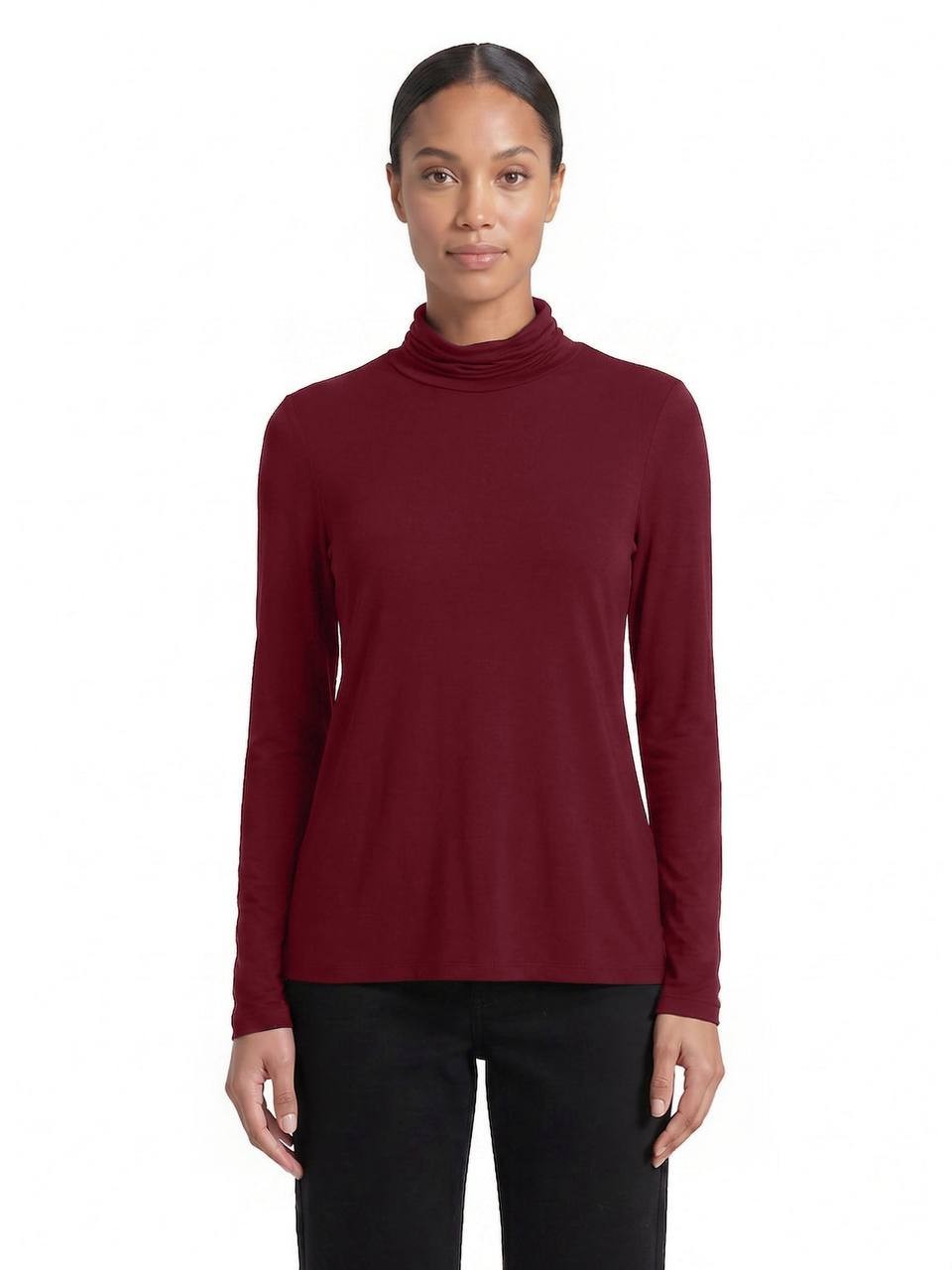 Jones New York Soft Knit Long Sleeve Turtleneck Top Classic Wine PL NWOT $49.50