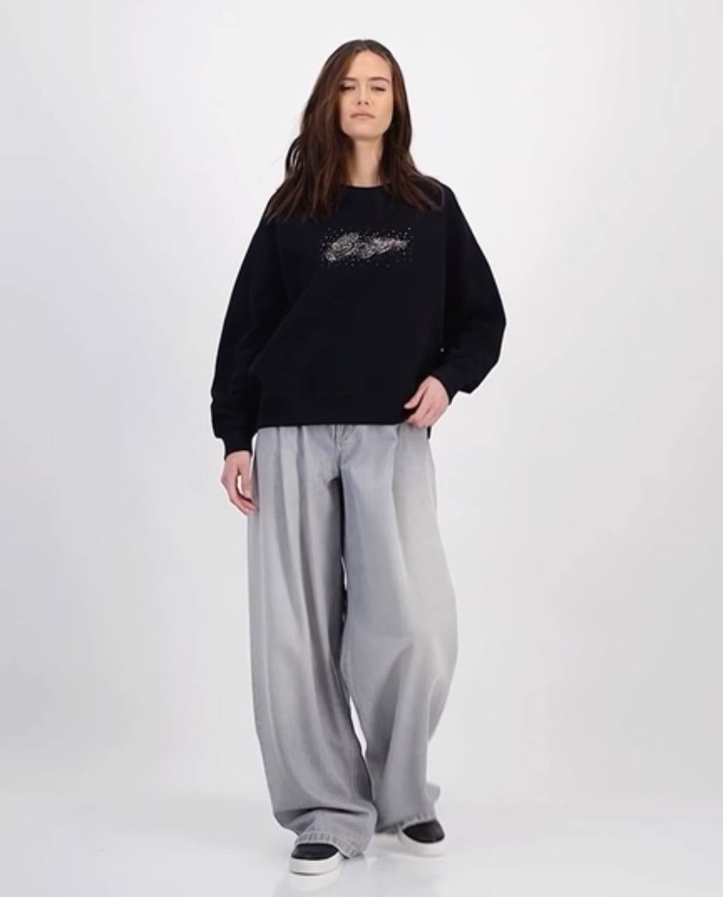 BOSS Orange Studded Logo Sweatshirt Black M NWT $129