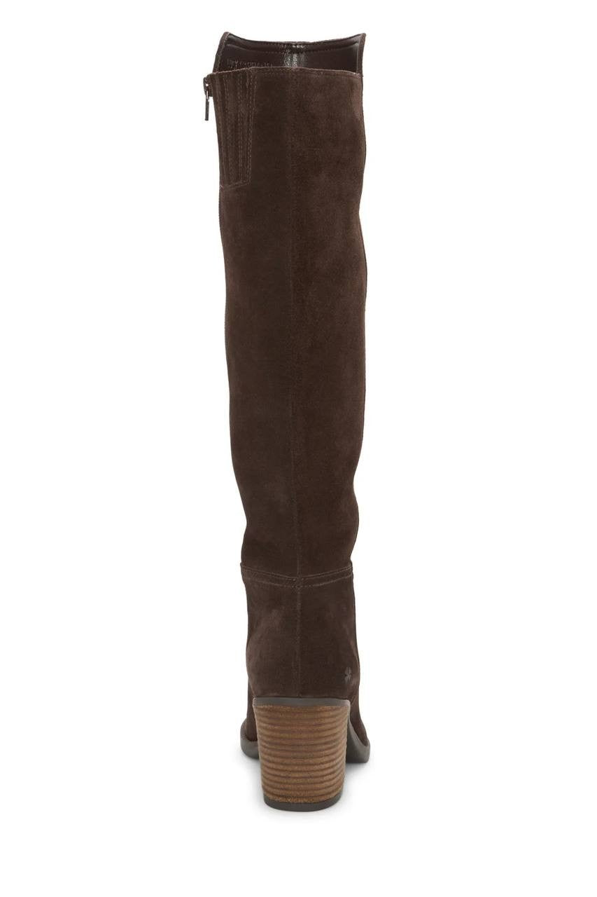 Lucky Brand Bonnay Wide Calf Knee High Boots Dark Brown 6M Suede $189 NWB