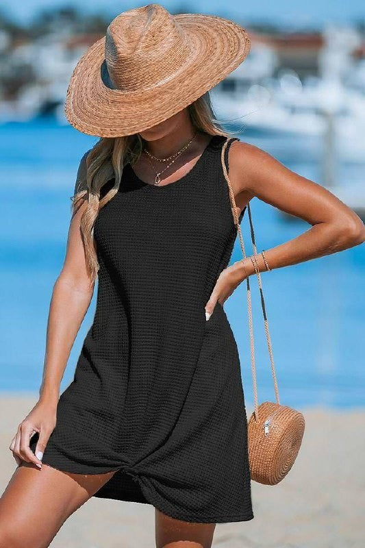 Cupshe Sleeveless Twisted Hem Mini Cover-Up XL NWT Navy Black Beachwear