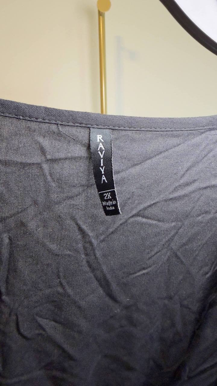 Raviya Lace-Inset Tie-Front Tiered Swim Cover-Up Black 2X NWOT $48