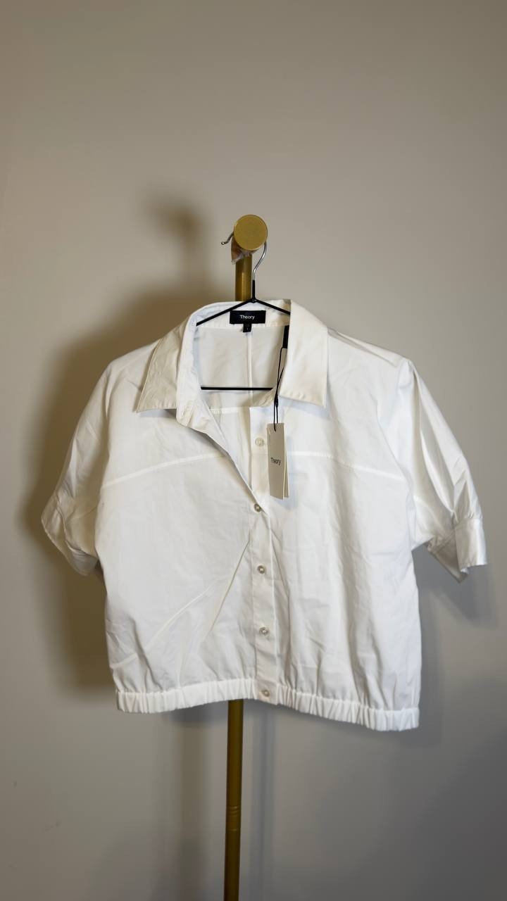Theory Women’s Elastic Waist Shirt White S NWT $325