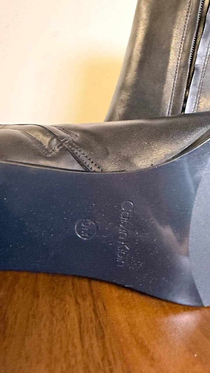 Calvin Klein Black Leather Block Heel Booties 9M New in Box MSRP $189