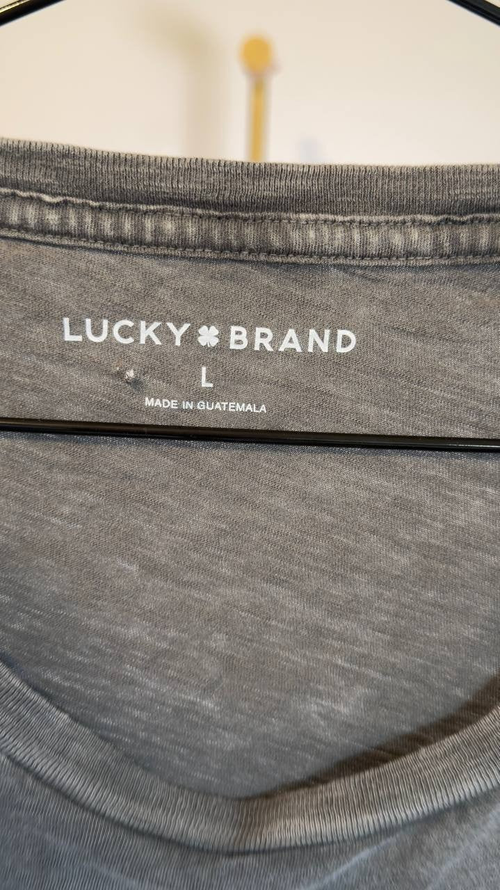 Lucky Brand Faded Neon Floral Classic Crew Dark Dull Grey L Pre‑Owned $39.50