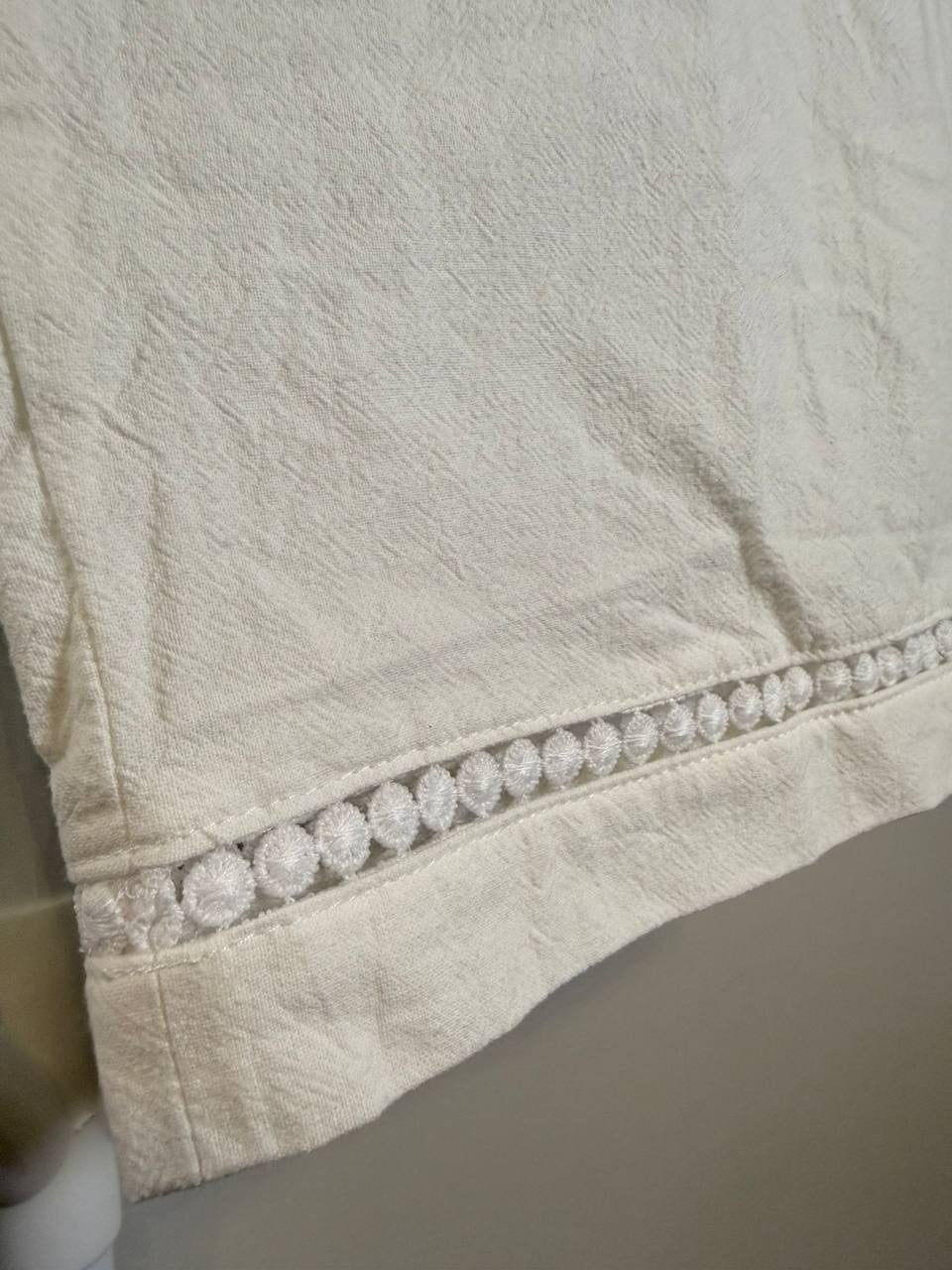 Alfred Dunner Rise & Shine Dot Lace‑Trim Capri Pants – White – 18W – NWT – $53