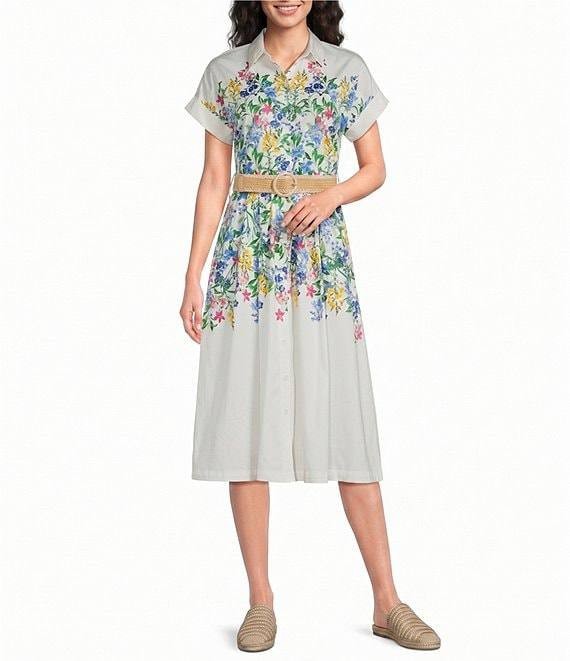 Karl Lagerfeld Paris Short-Sleeve Floral Dress Soft White Floral 4 NWT $179