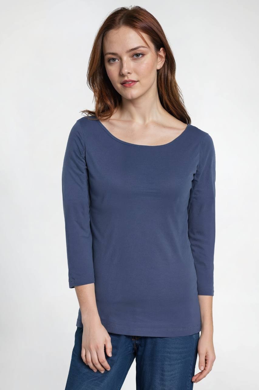 Three Dots British Tee Boatneck, Partly Cloudy, Size M, New with Tags NWT