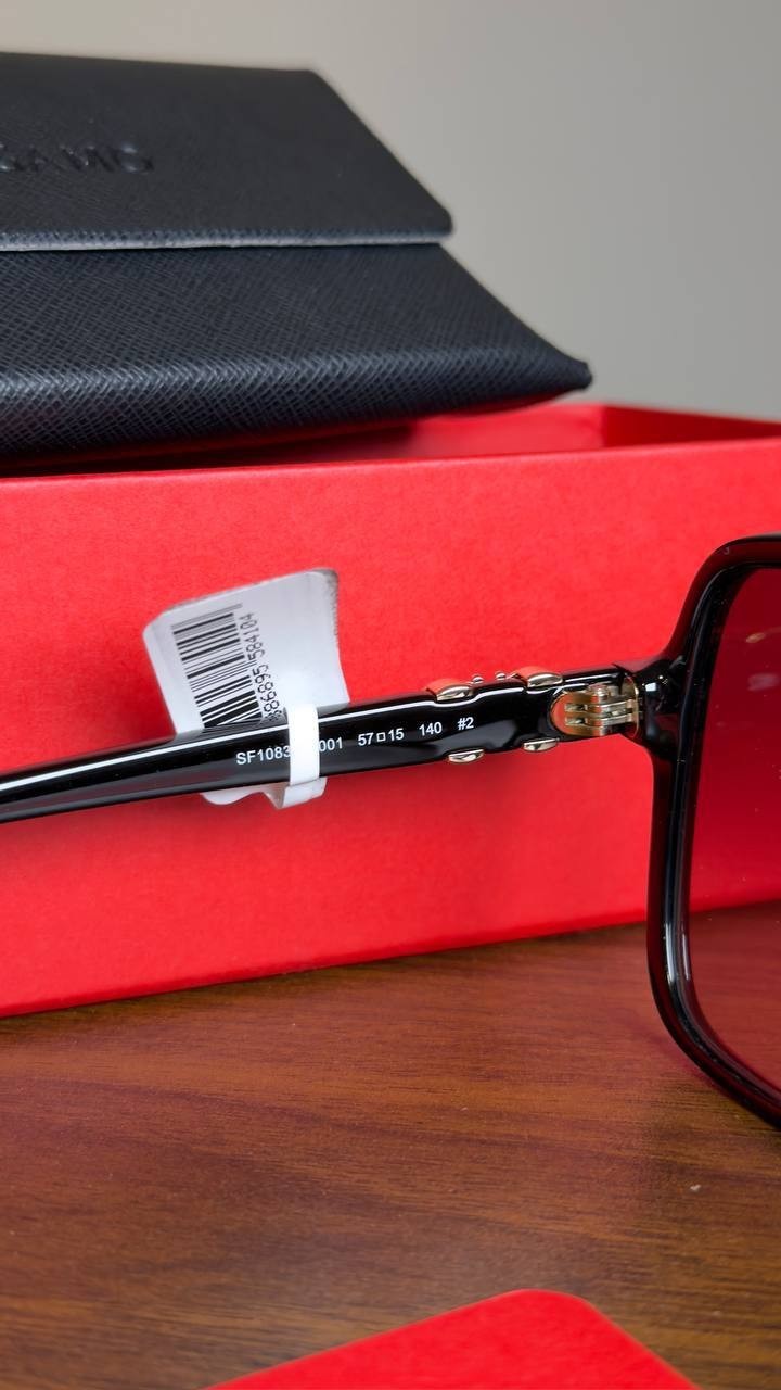 Salvatore Ferragamo Women’s Square Frame Sunglasses Black OS  NWT