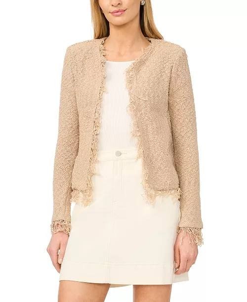 Vince Camuto Fringe Cropped Pull‑On Jacket Camel S NWT $149