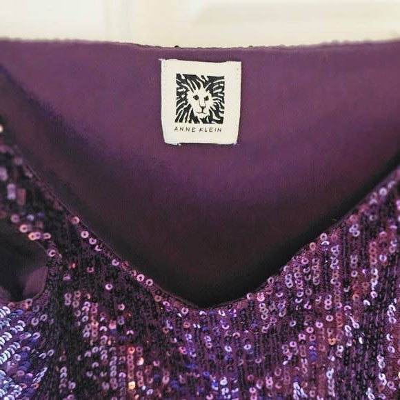 Anne Klein Sparkling Purple Sequin Camisole – Size L – NWT – $69