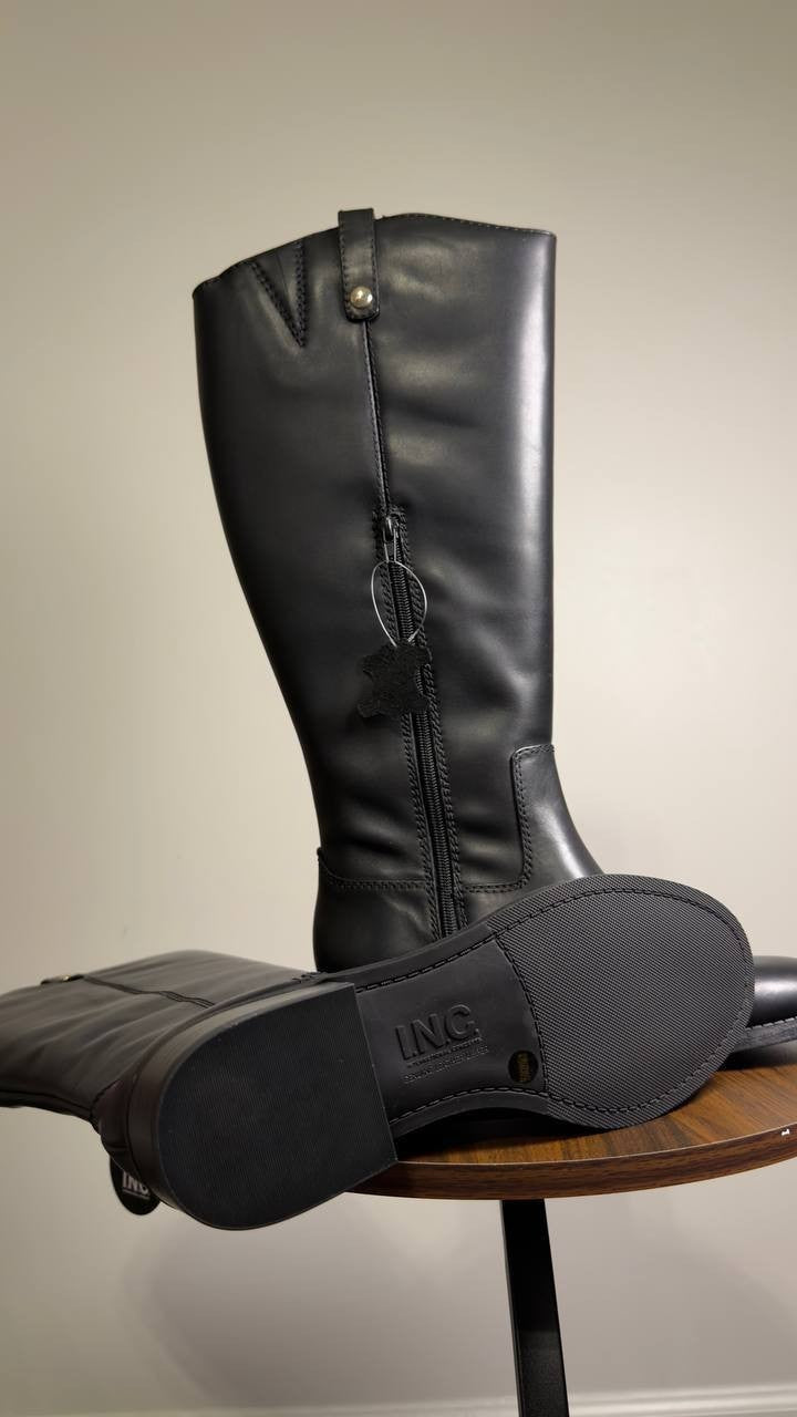 I.N.C.  Riding  Boots  Black  Leather  8.5M  WC  New  $189.90