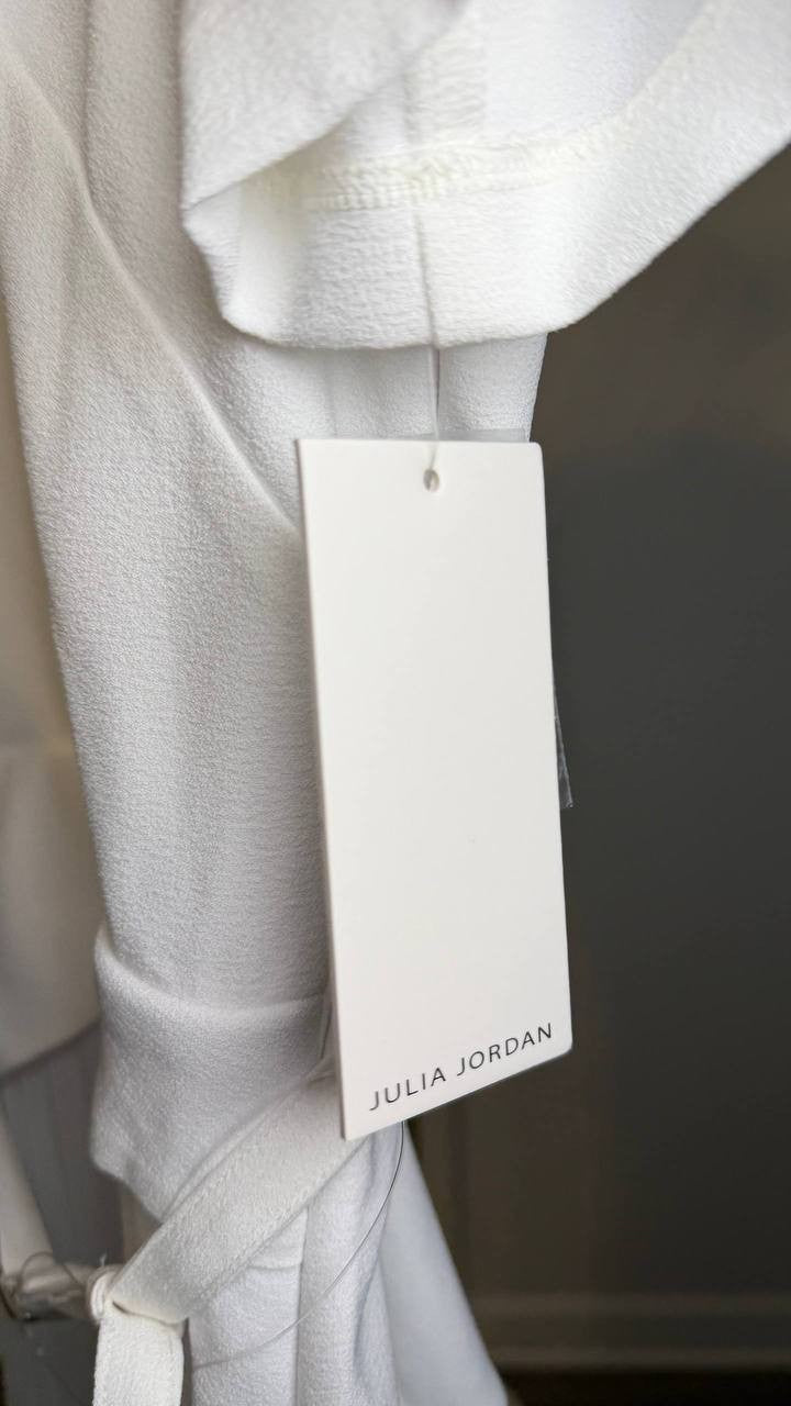 Julia Jordan Mixed‑Media Pleated Midi Dress White 12 NWT $129