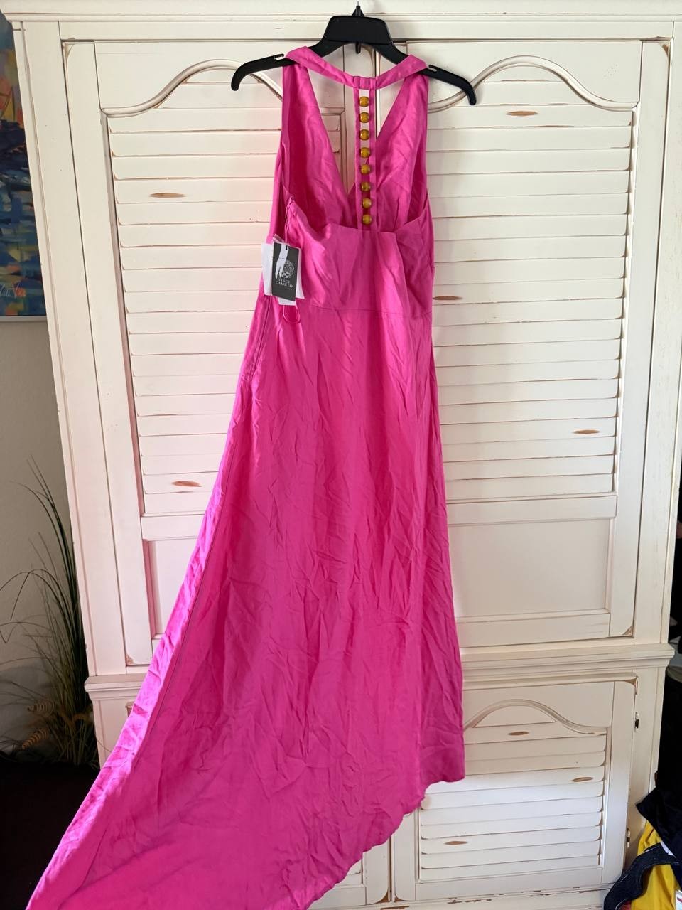Vince Camuto Beaded Halter Maxi Dress Pink M NWT $99 – Evening Glam