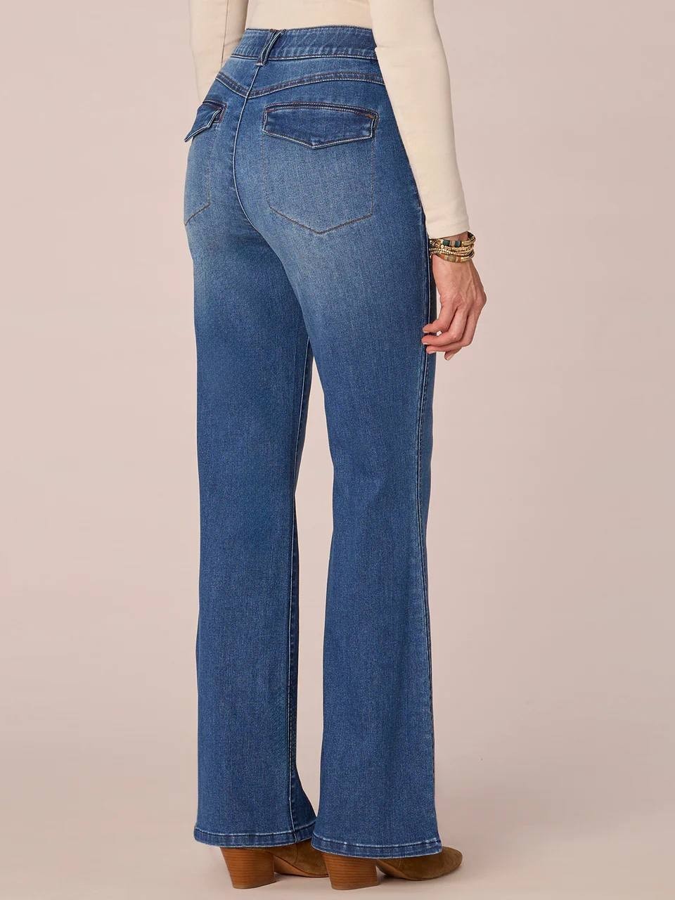 Democracy Women’s Ab Solution Skyrise Bootcut Trouser Jeans Blue Size 10P NWT