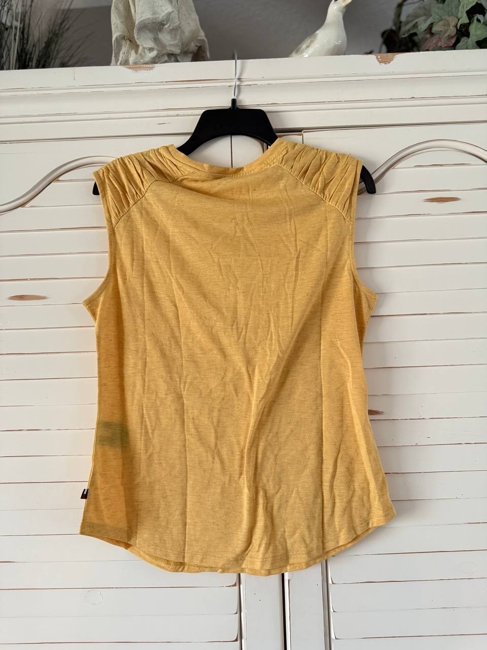 Tommy Hilfiger Ruched-Shoulder Sleeveless Top Yellow Size S/P New No Tags