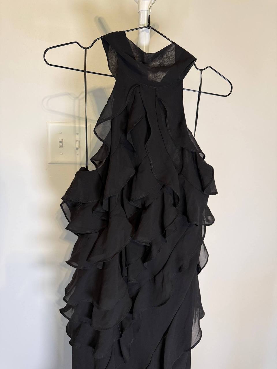 CeCe Ruffled Halter Maxi Dress –Black– Size 12 – NWT – $119