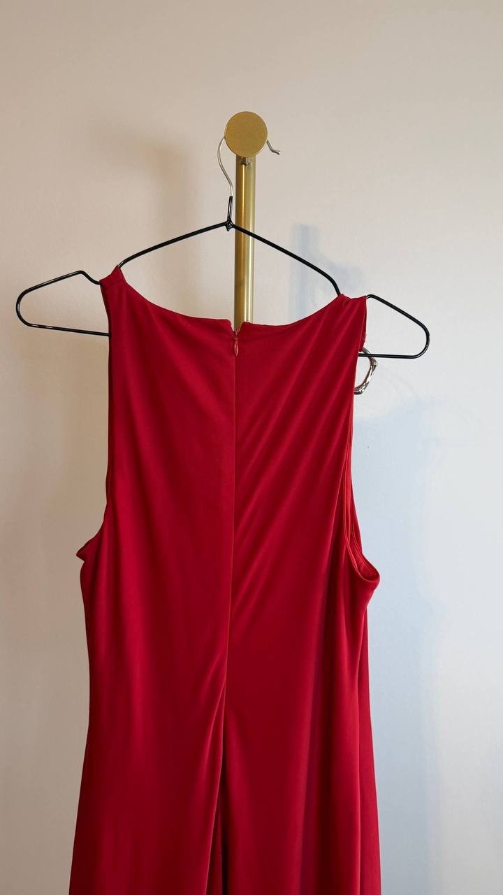 Lauren Ralph Lauren Ring‑Trim Jersey Cowlneck Gown Red Size 14 NWT $245