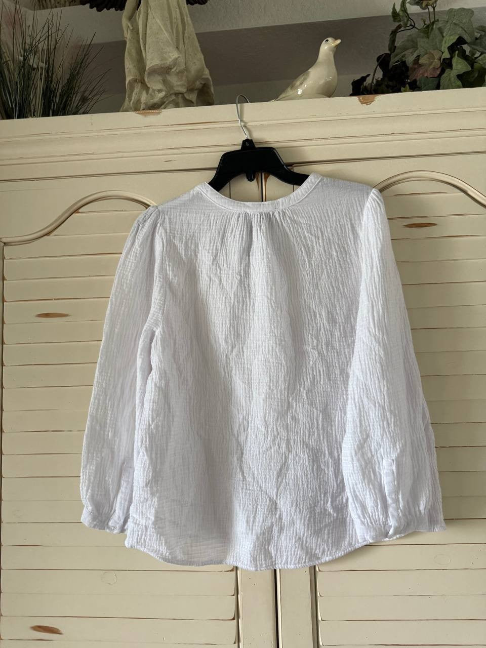 DKNY Jeans Cotton Henley Top - Bracelet Sleeve Pebble Womens M Relaxed Fit