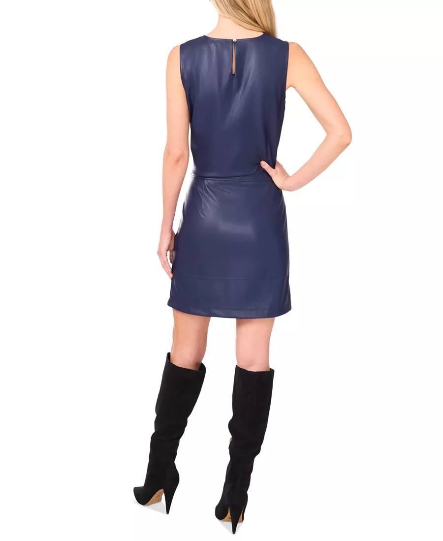 Vince Camuto Faux‑Leather Seamed Mini Skirt – Navy – Size 16 – NWT – $109