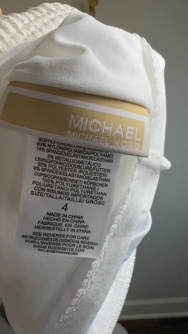 MICHAEL Michael Kors One‑Piece Swimsuit White 4 Preowned Excellent $118